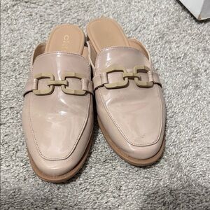 Calvin Klein Women's Cream Mules with Buckle Detail